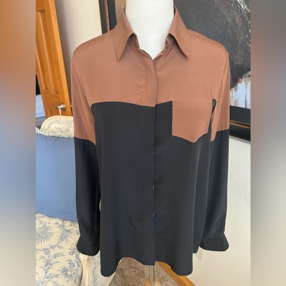 Thakoon Addition 100% Silk Blouse Size S Black Brown - Picture 1 of 6